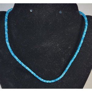 16" Shiny Blue Stone Barrel Choker Necklace